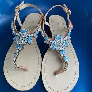 BCBG BEADED THONG SANDALS